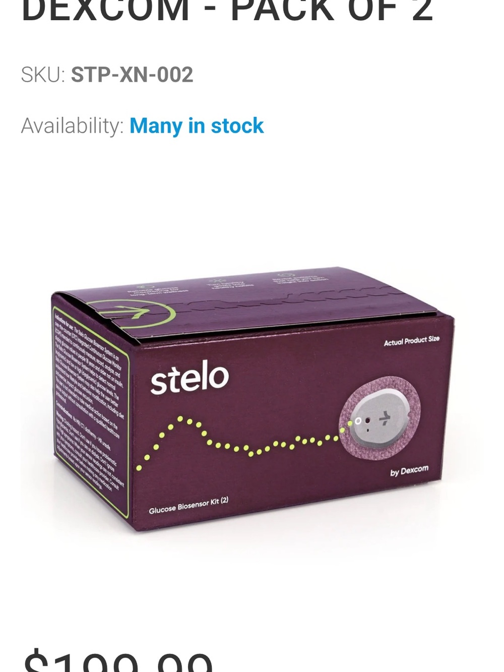 Stelo Glucose Biosensor Kit (Pack of 2) - Purple